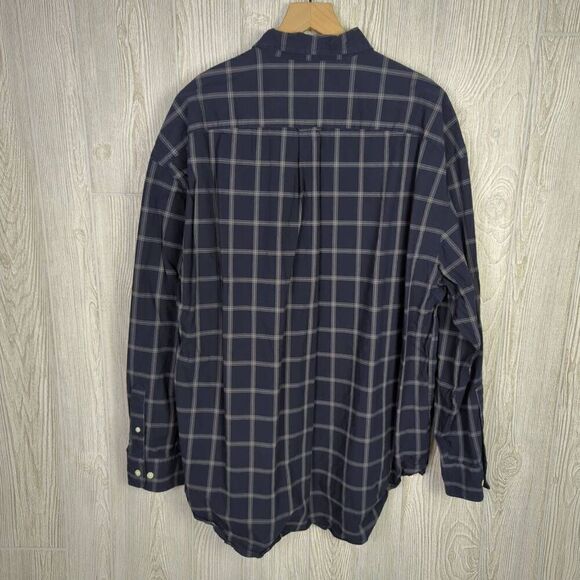 Nautica Mens Size XXL Button Front Shirt Blue Plaid Long Sleeve 100% Cotton - Picture 2 of 4